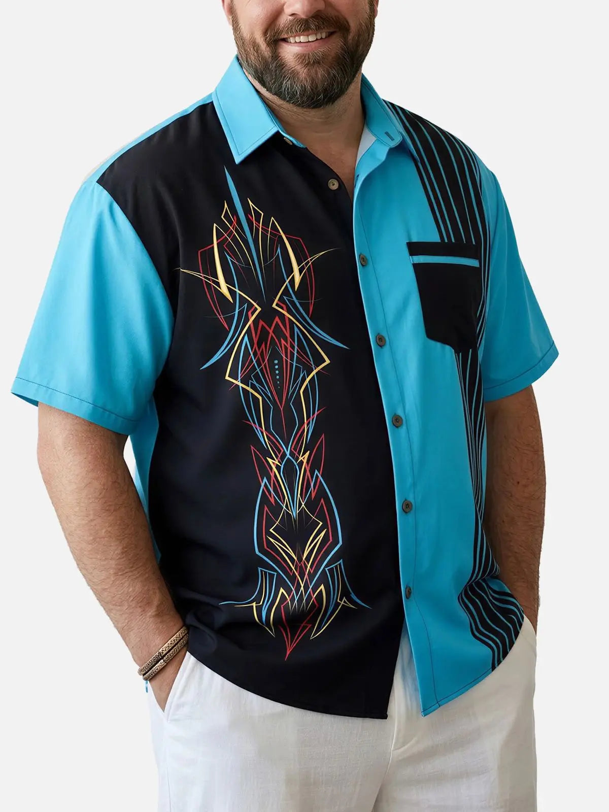 Tall Men's Automotive Stripe Short Sleeve Shirt ElevenOasis