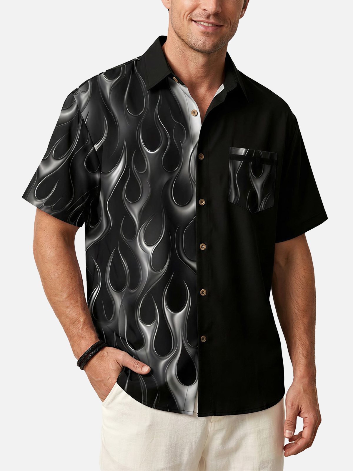 Men's Midnight Flames Short Sleeve Shirt Eleven Oasis