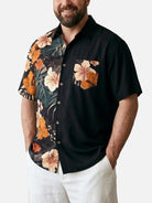 Tall Men's Hawaiian Retro Tropical Flora Short Sleeve Shirt ElevenOasis