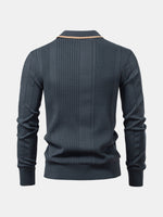 Men's Ribbed Knit Long Sleeve Polo Eleven Oasis
