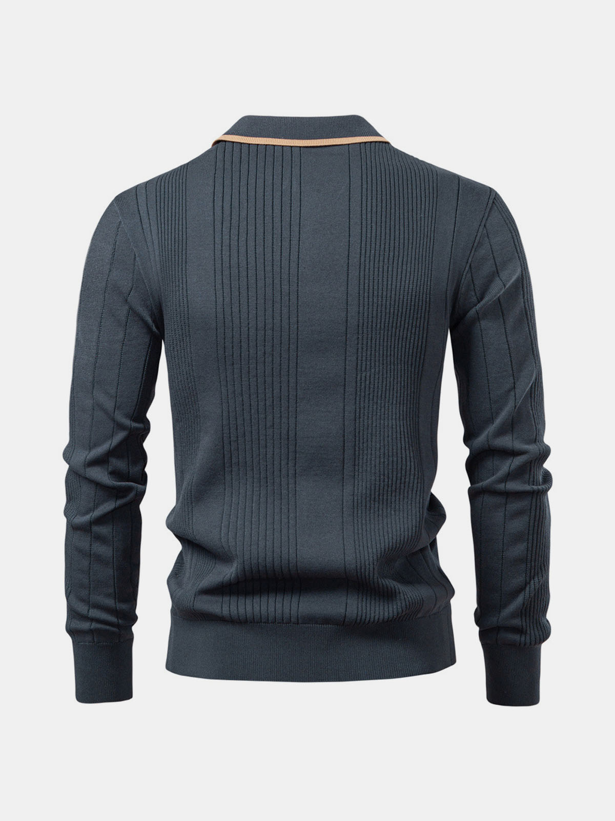 Men's Ribbed Knit Long Sleeve Polo Eleven Oasis