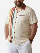 Tall Men's Retro Resort Stripe Short Sleeve Shirt Eleven Oasis
