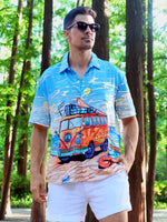 Men's Minibus on the Beach Short Sleeve Shirt TopMens short sleeve shirts Big and tall Mens shirts Short sleeve shirts for men Mens 4xl shirts Casual short sleeve shirts