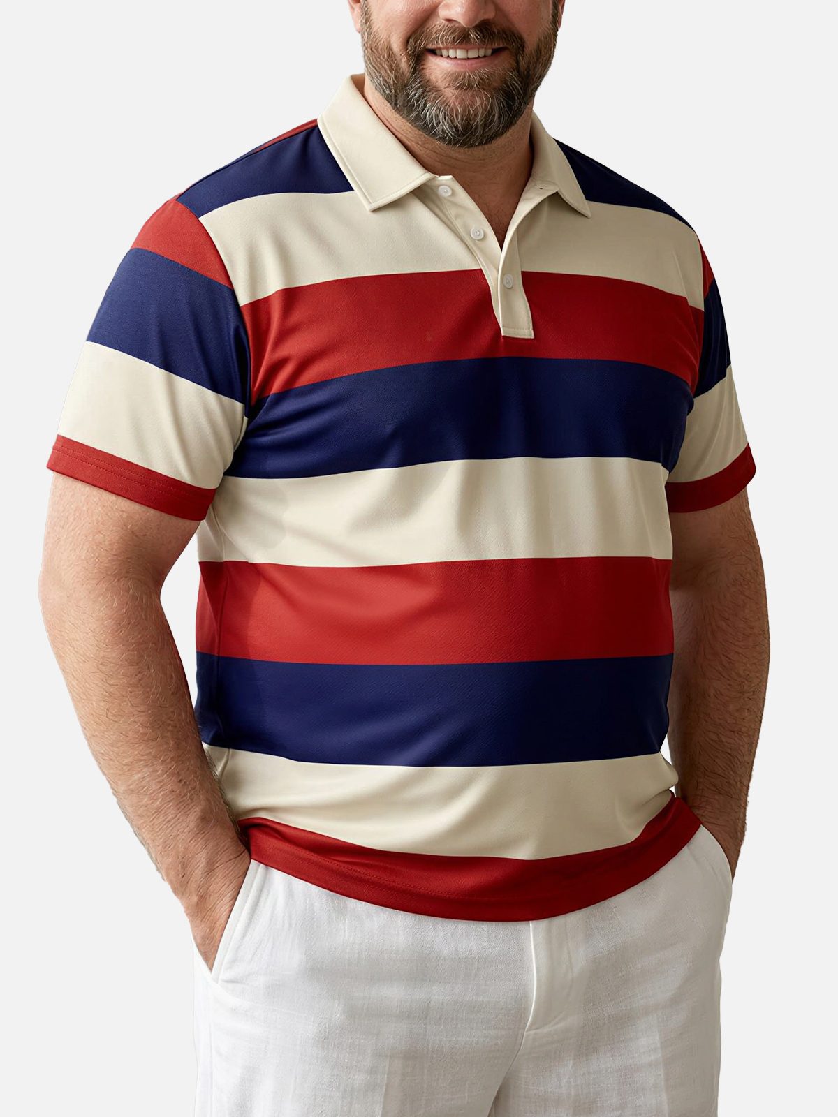 Men's Americana League Stripe Short Sleeve Polo Shirt Eleven Oasis