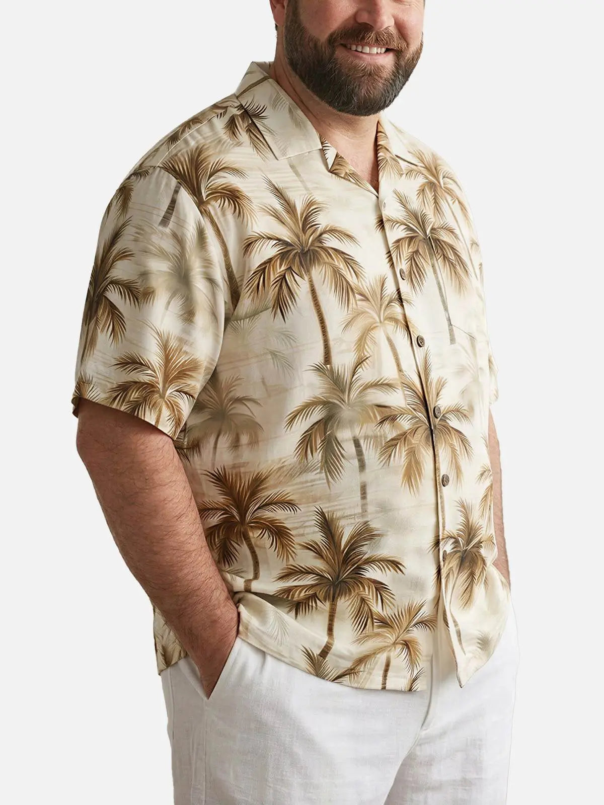 Tall Men's Vintage Palm Grove Camp Collar Short Sleeve Shirt Eleven Oasis