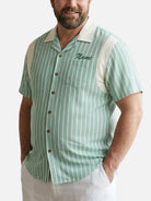 Tall Men's Custom Vintage Stripe Bowling Short Sleeve Shirt Eleven Oasis