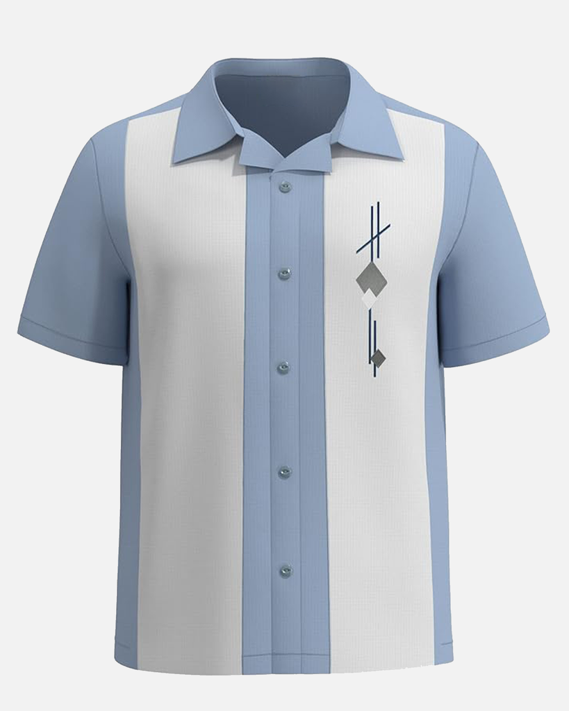 Men's Tom Collins Guayabera Dress Style Bowling Short Sleeve Shirt Eleven Oasis