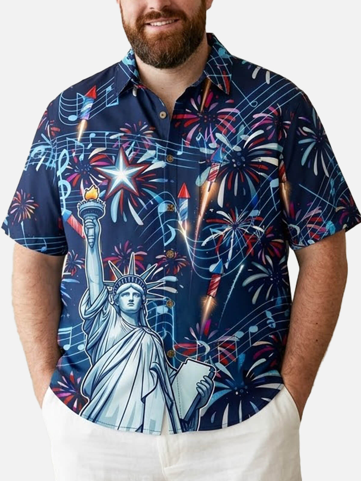 Tall Men's Liberty Fireworks Celebration Short Sleeve Shirt Eleven Oasis