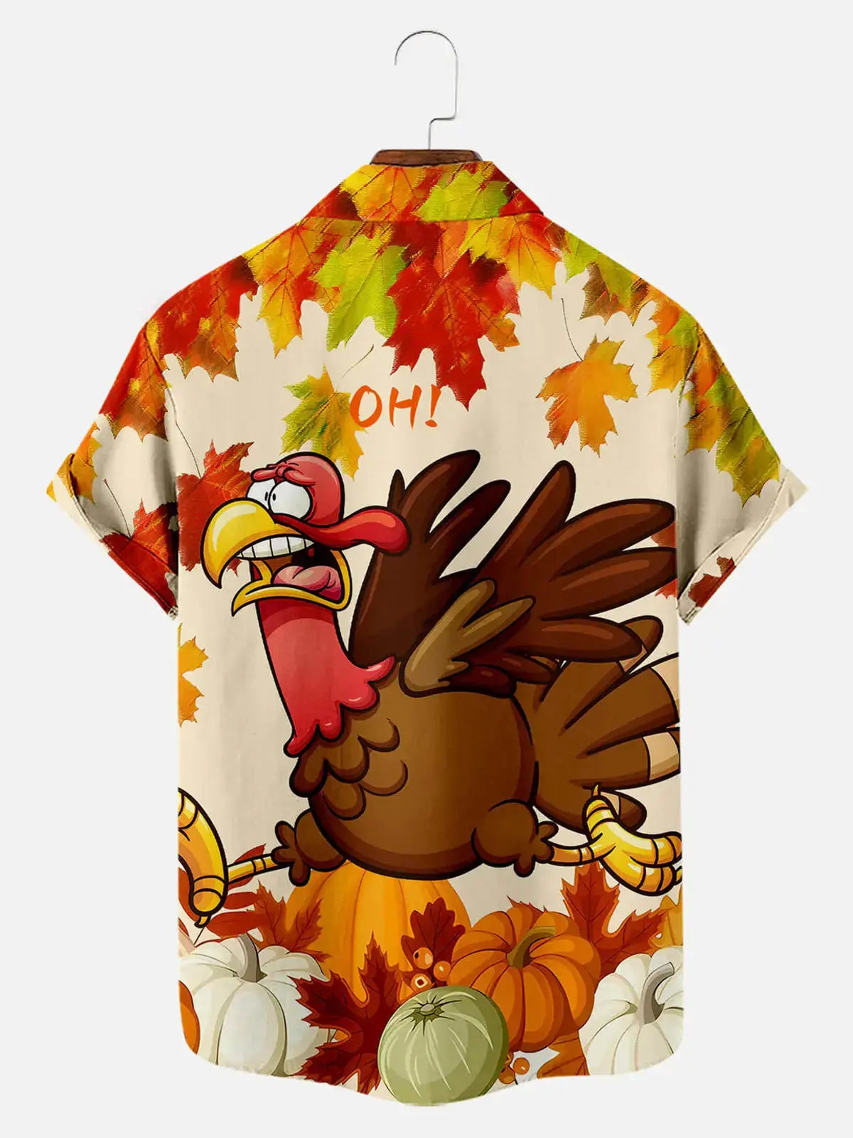 Thanksgiving Screaming Turkey Illustration Men's Short Sleeve Shirt ElevenOasis