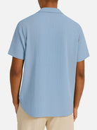 Men's Camp Collar Textured Stripes Short Sleeve Shirt Eleven Oasis