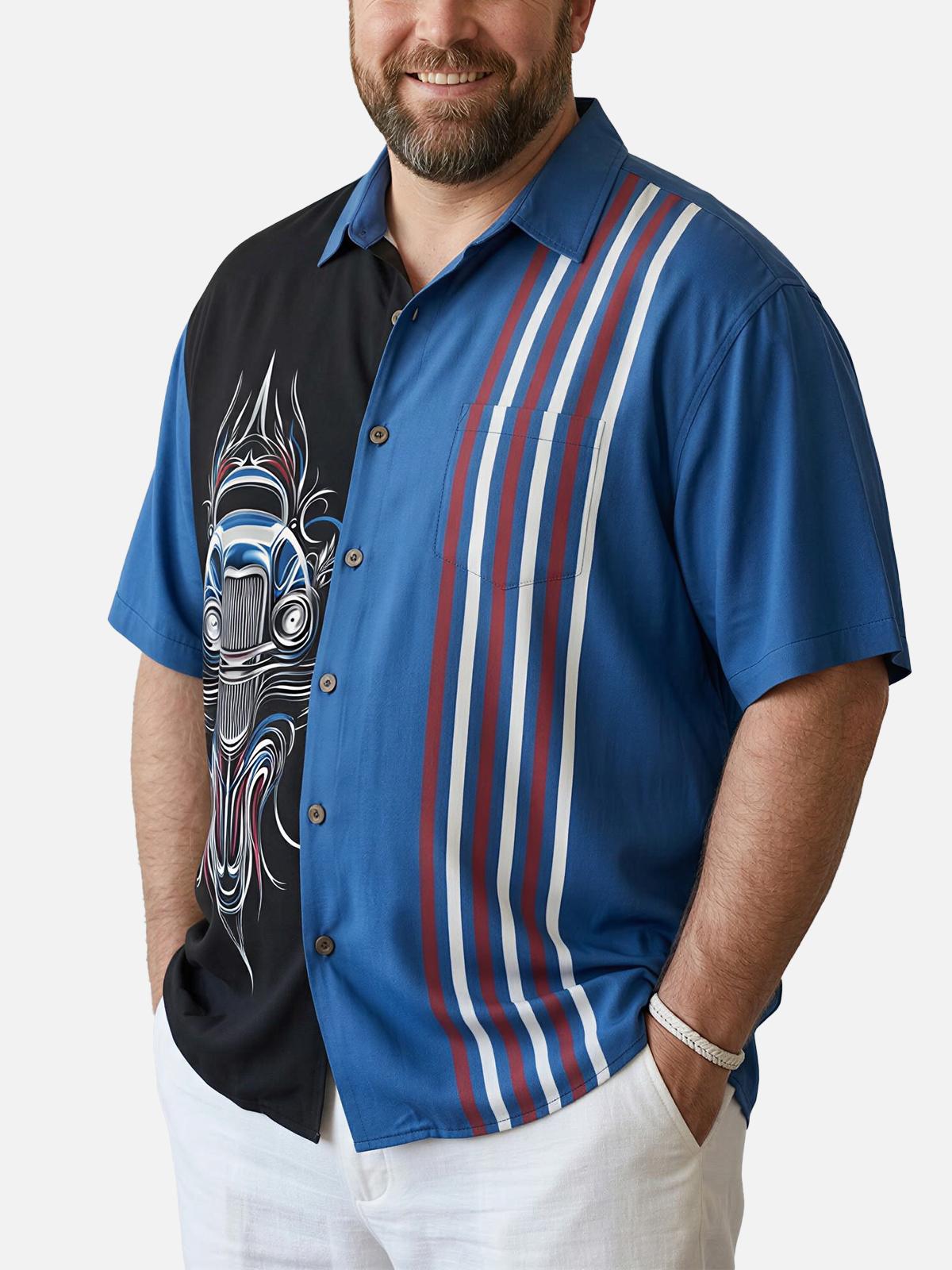 Tall Men's Pinstripe Roadster Short Sleeve Shirt Eleven Oasis