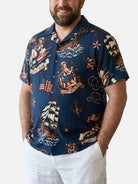 Tall Men's Patriotic Pin-Up Nautical Short Sleeve Shirt Eleven Oasis
