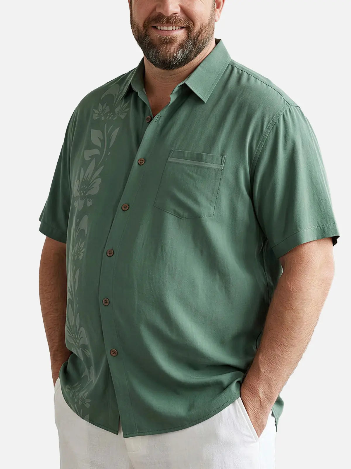 Men's Unilateral Striped Flower Vacation Casual Short Sleeve Shirt ElevenOasis