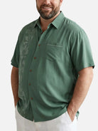Men's Unilateral Striped Flower Vacation Casual Short Sleeve Shirt ElevenOasis