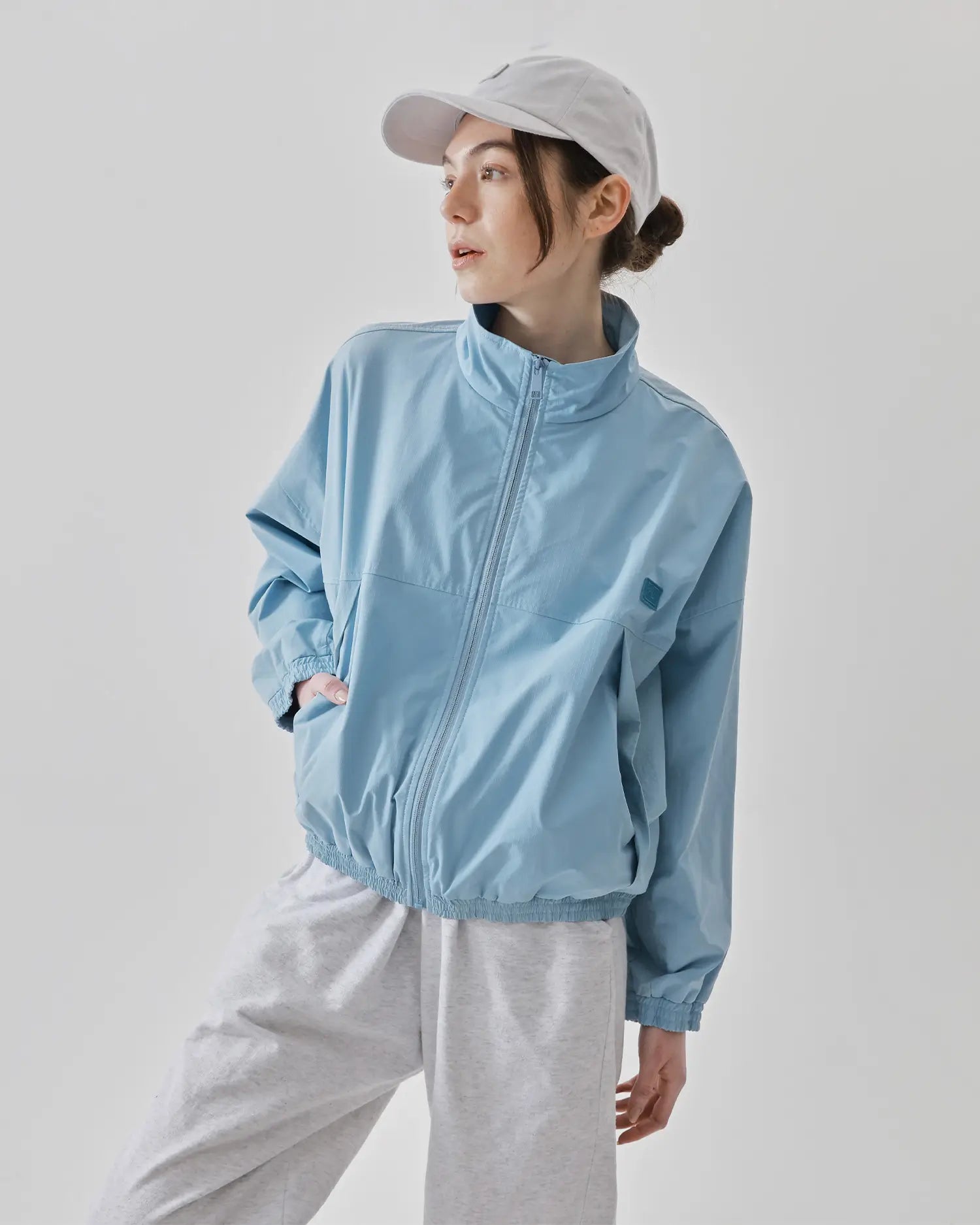 Women's Cropped Track Jacket in Light Blue 08 