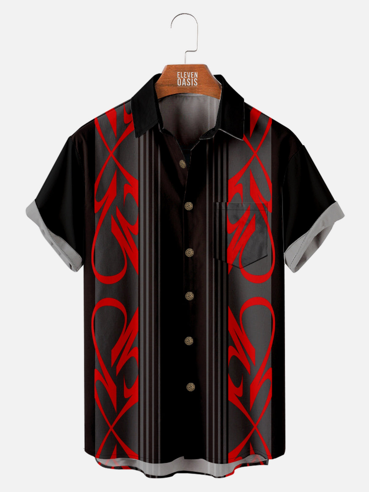 Tall Men's Pinstripe Inspired Hot Rod Basic Every Day Short Sleeve Shirt ElevenOasis