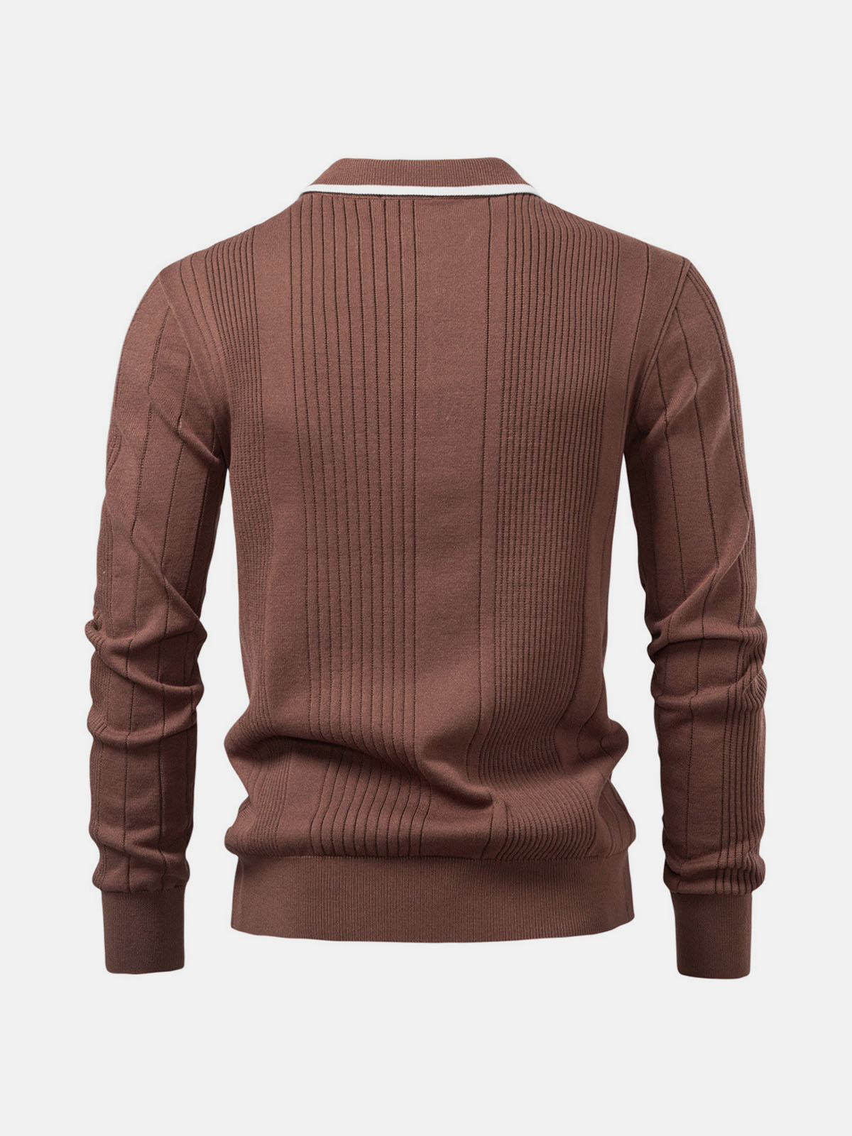 Men's Ribbed Knit Long Sleeve Polo Eleven Oasis