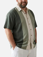 Tall Men's Color-block Striped Casual Breathable Bowling Short Sleeve Shirt ElevenOasis