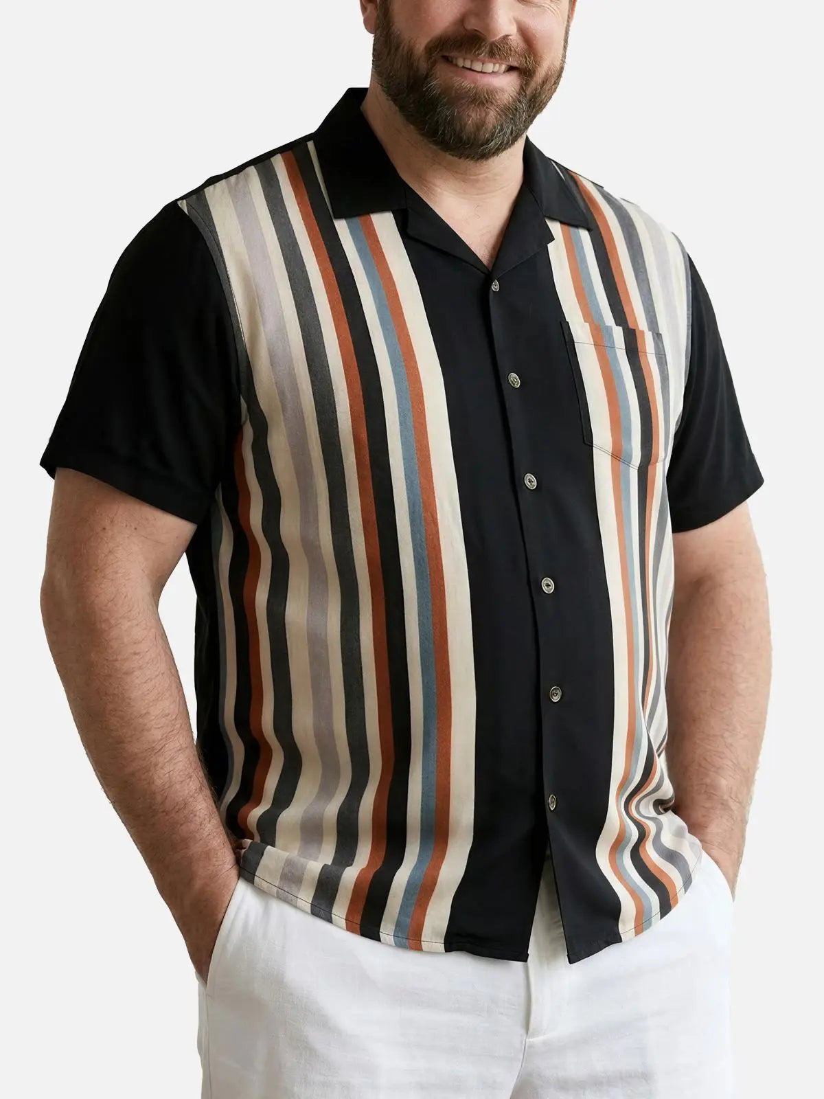 Tall Men's Desert Highway Stripe Short Sleeve Shirt Eleven Oasis