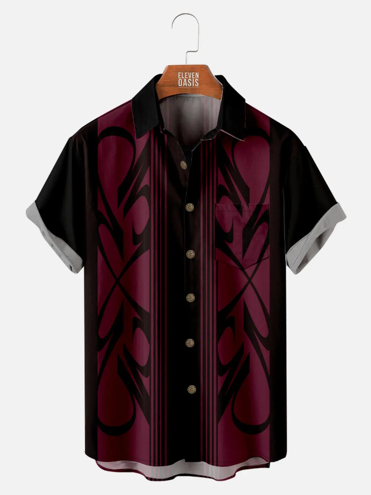 Tall Men's Pinstripe Inspired Hot Rod Basic Every Day Short Sleeve Shirt, Red / 6XL / Lightweight Tall Men's Pinstripe Inspired Hot Rod Basic Every Day Short Sleeve Shirt, Red / 6XL / Lightweight