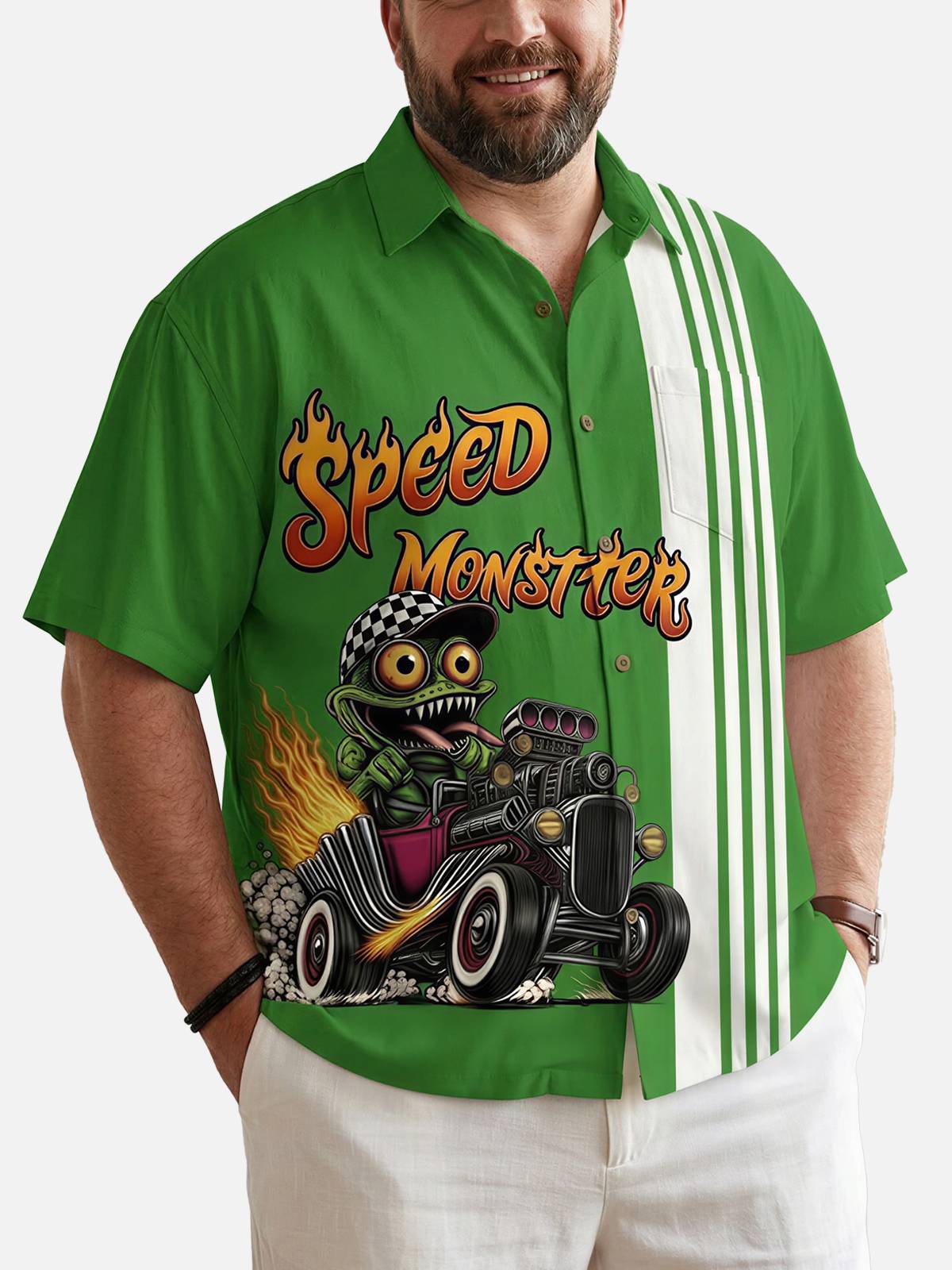 Tall Men's Speed Monster Hot Rod Short Sleeve Shirt Eleven Oasis