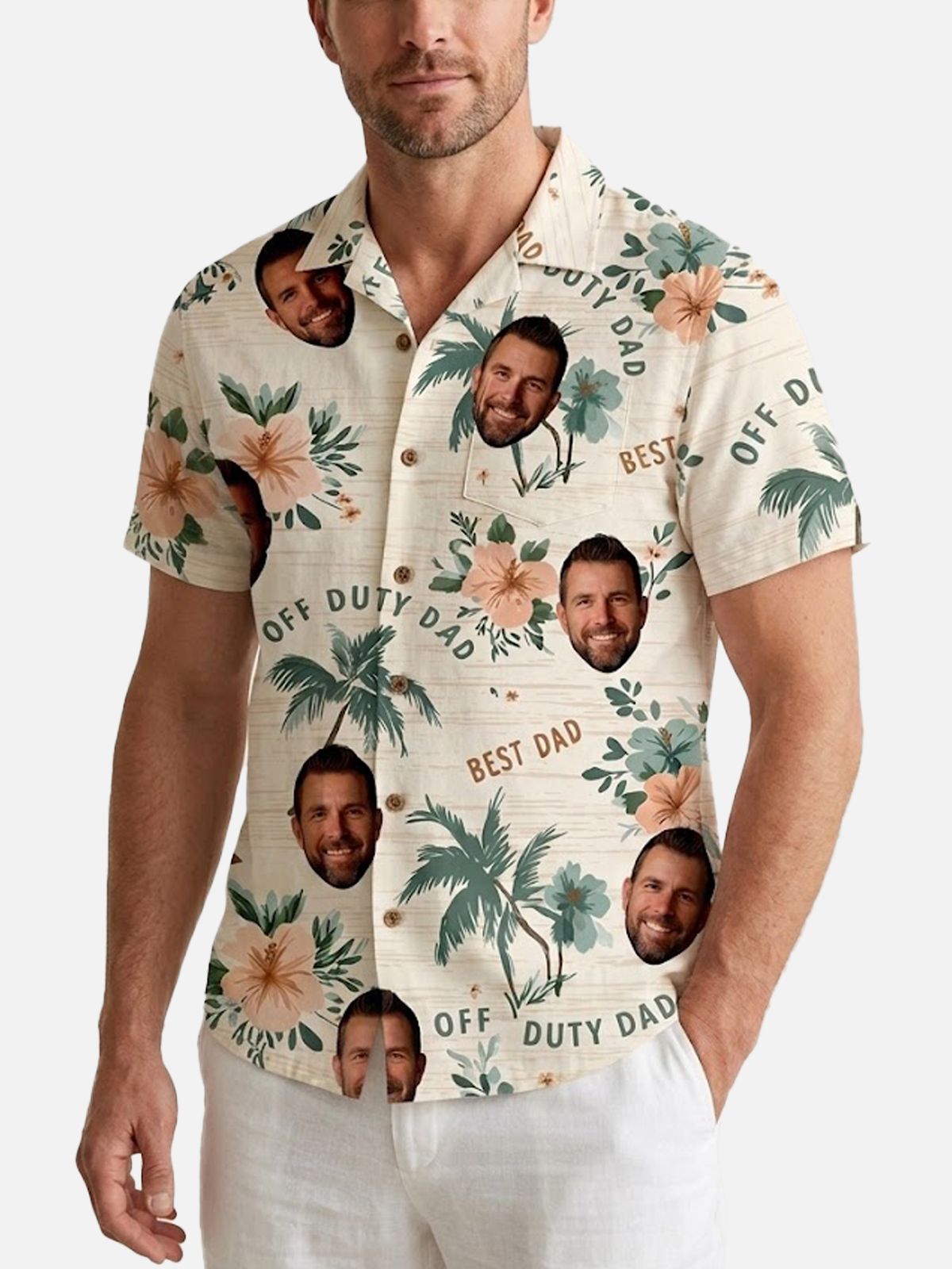 Men's Custom Face "Best Dad" Hawaiian Short Sleeve Shirt Eleven Oasis