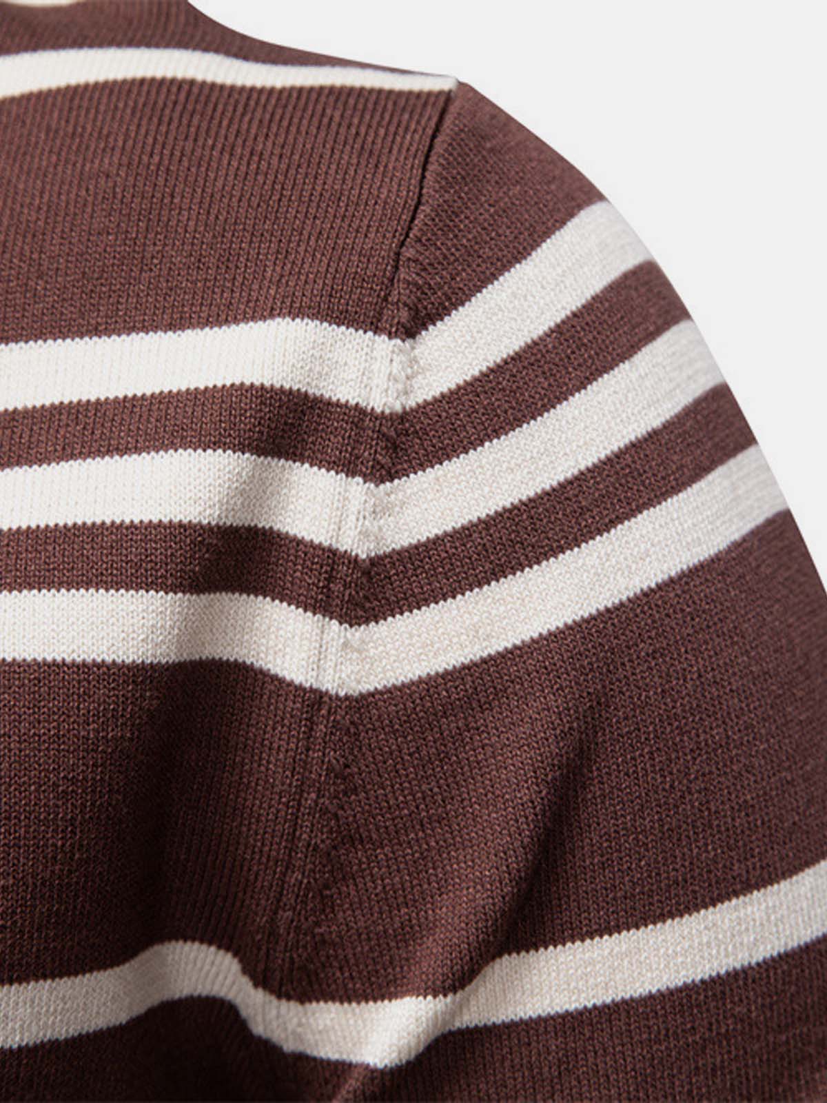 Men's Striped Knit Long Sleeve Polo Eleven Oasis