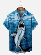 Hawaiian Great White Shark Pattern Men's Short Sleeve TopMens short sleeve shirts Big and tall Mens shirts Short sleeve shirts for men Mens 4xl shirts Casual short sleeve shirts