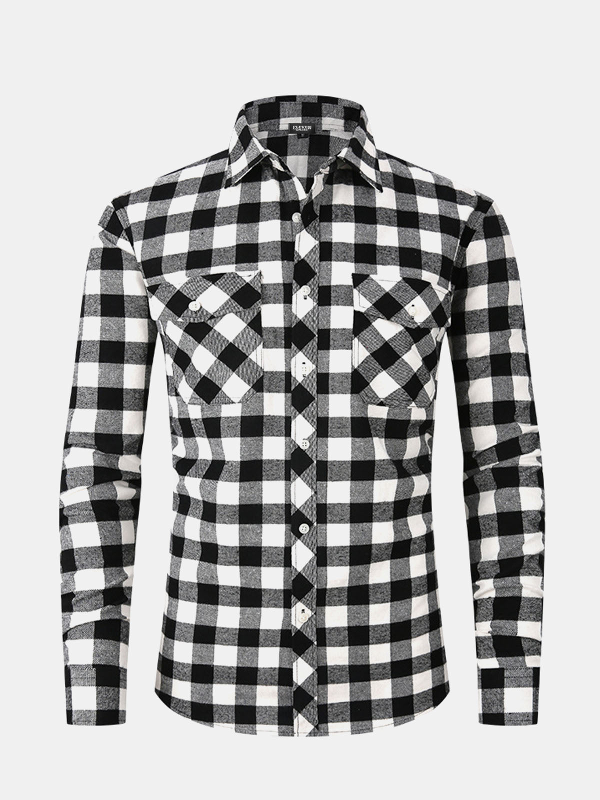 Men's Plaid Button-Down Long Sleeve Shirt Eleven Oasis