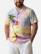 Tall Men's Coastal Americana Palm Short Sleeve Shirt Eleven Oasis