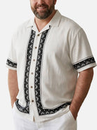 Tall Men's Geometric Border Trim Short Sleeve Shirt ElevenOasis