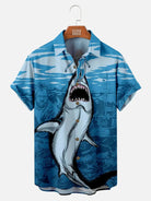 Hawaiian Great White Shark Pattern Men's Short Sleeve TopMens short sleeve shirts Big and tall Mens shirts Short sleeve shirts for men Mens 4xl shirts Casual short sleeve shirts