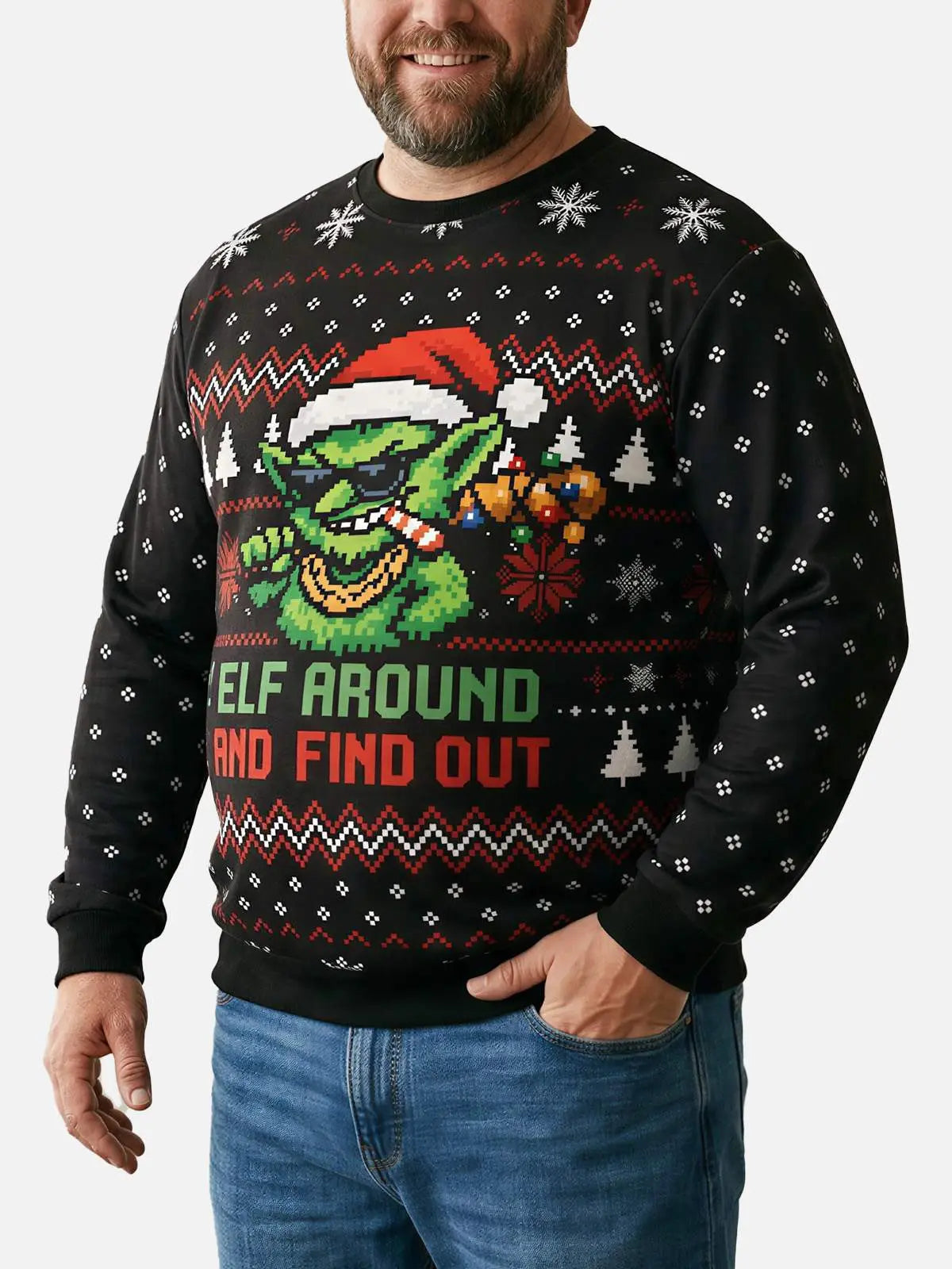 Elf Around and Find Out Ugly Christmas Sweater ElevenOasis