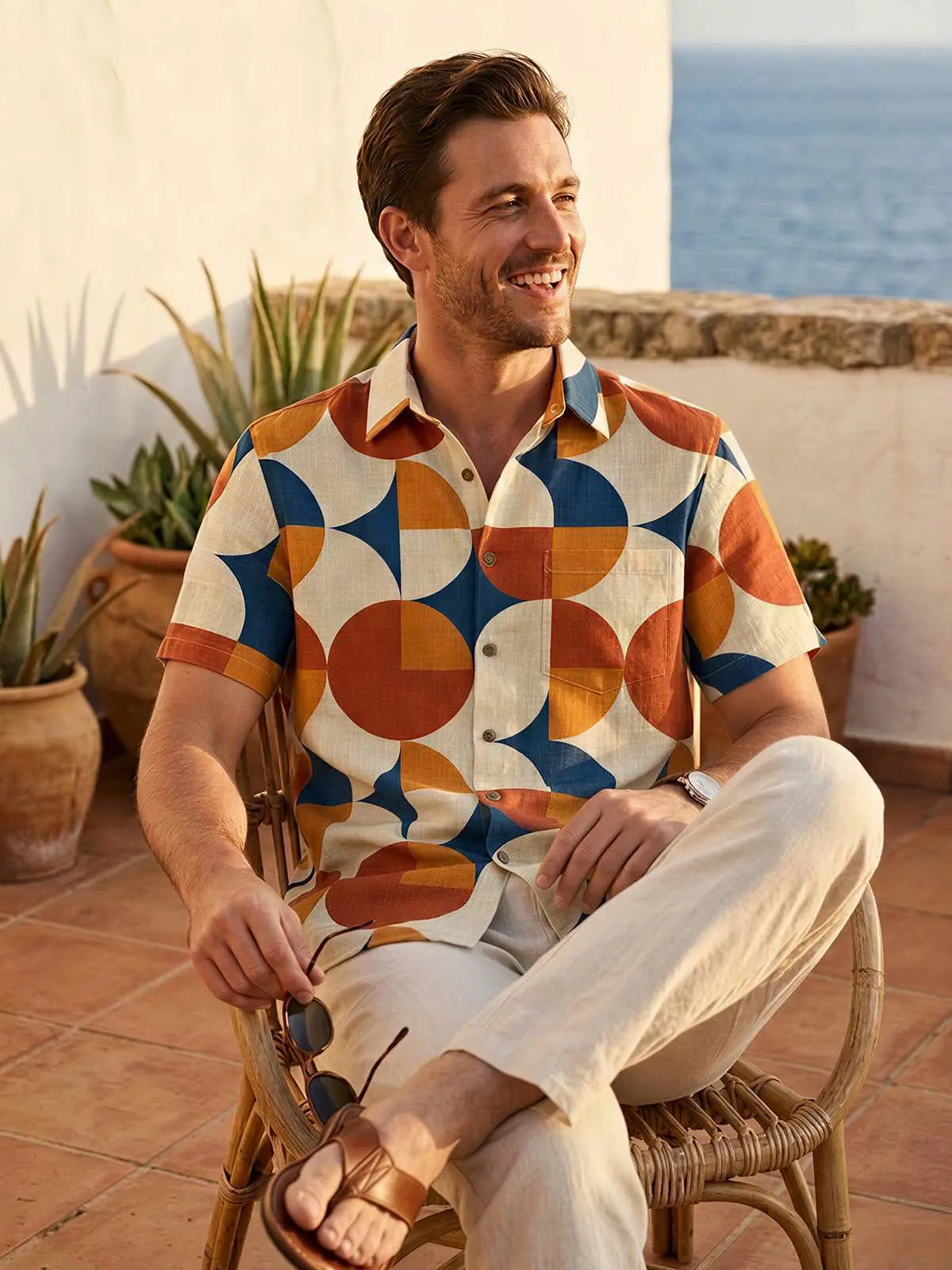 Men's Mid-Century Mosaic Short Sleeve Shirt Eleven Oasis