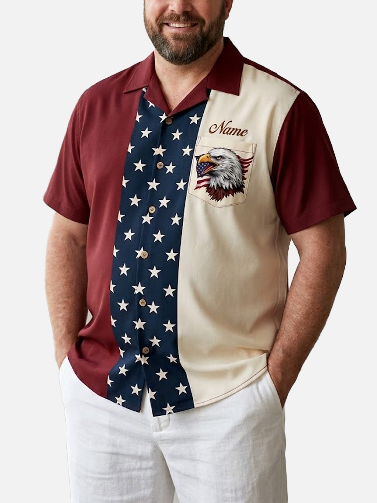Tall Men's Custom Eagle Americana Short Sleeve Shirt ElevenOasis