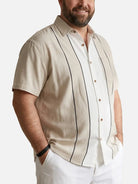 Tall Men's Classic Striped Bowling Style Short Sleeve Shirt ElevenOasis