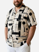 Tall Men's Bauhaus Geometric Pattern Short Sleeve Shirt ElevenOasis