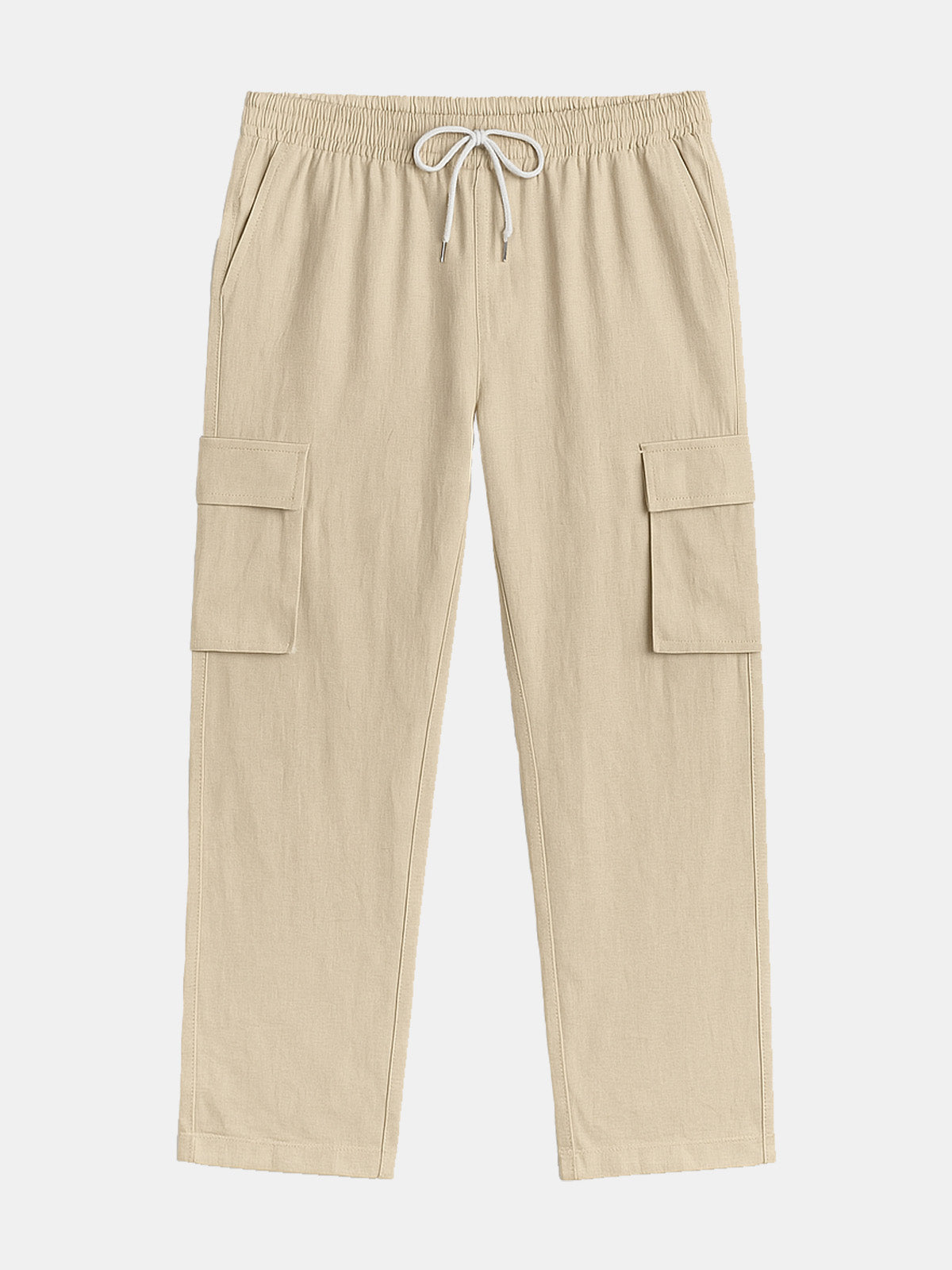 Men’s Solid Color Linen Pants Basic Breathable Vacation Cargo Pants Eleven Oasis