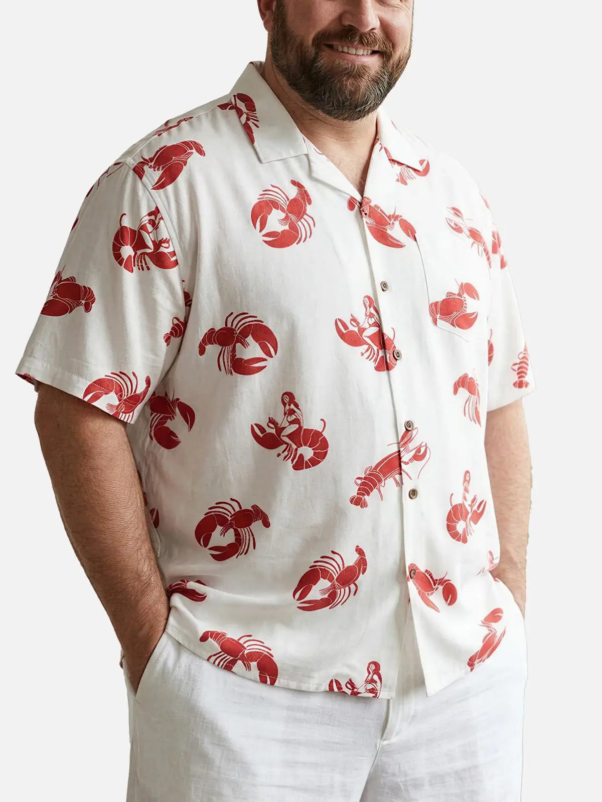 Tall Men's Lobster Pin-Up Short Sleeve Shirt ElevenOasis