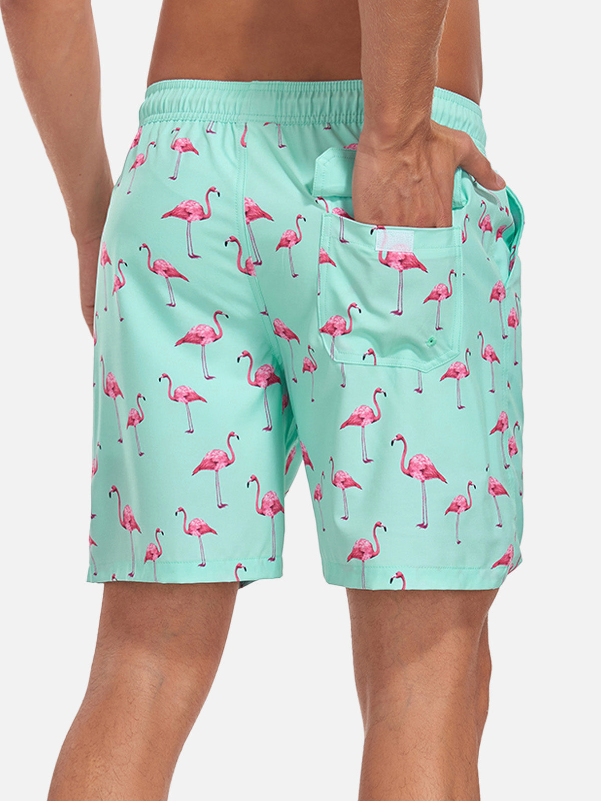 Men’s Vacation Swim Trunks Flamingo Tropical Summer Vacation Board Eleven Oasis