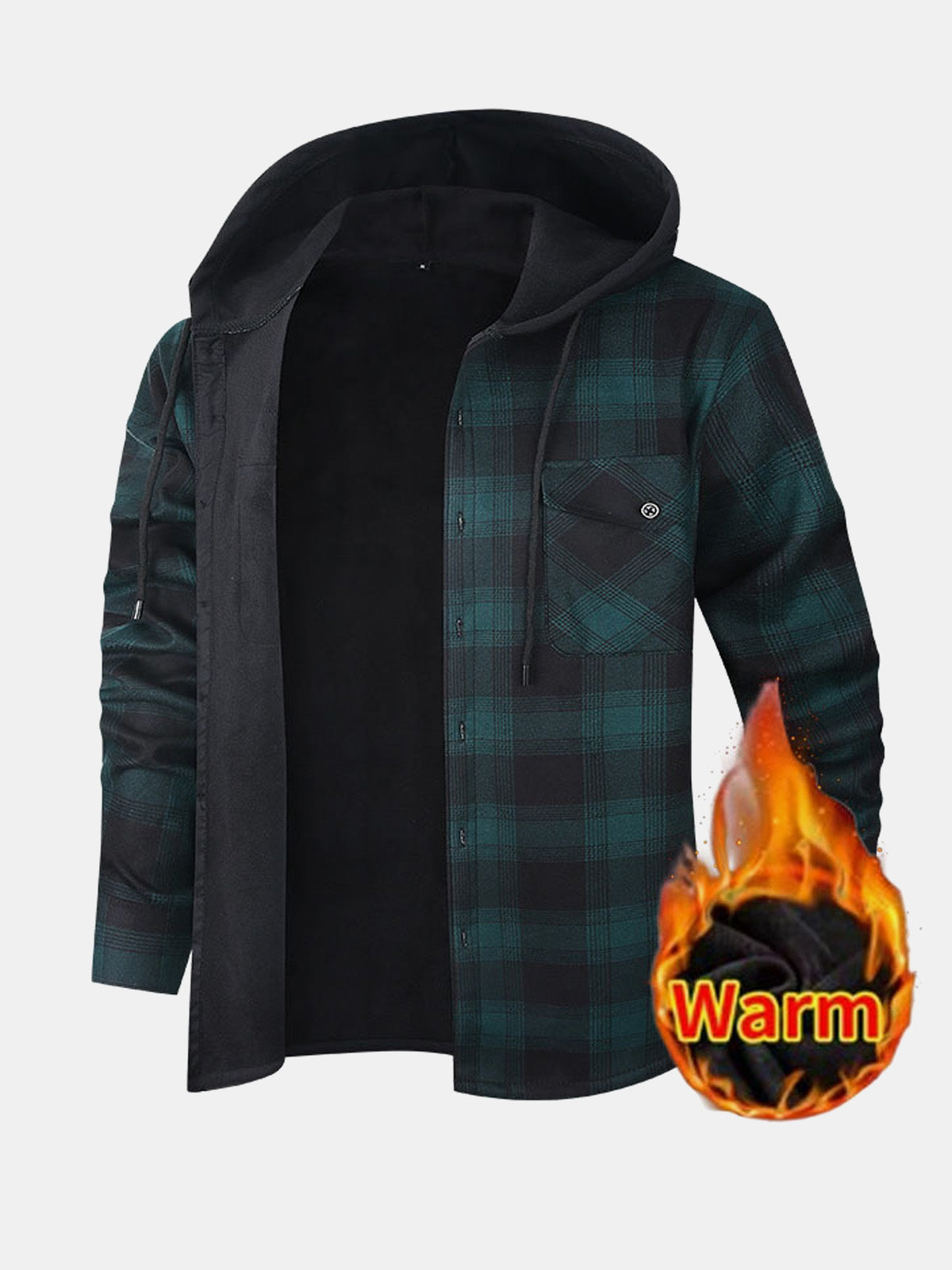 Men's Hooded Fleece Lined Flannel Shirt Jacket Eleven Oasis