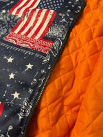 USA Flag Bandana Patchwork Puffer Bomber Jacket ElevenOasis
