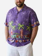 Tall Men's Woody Wagon Surf Camp Collar Short Sleeve Shirt Eleven Oasis