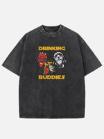 Star Wars Drinking Buddies Acid Wash Cotton T-Shirt Eleven Oasis