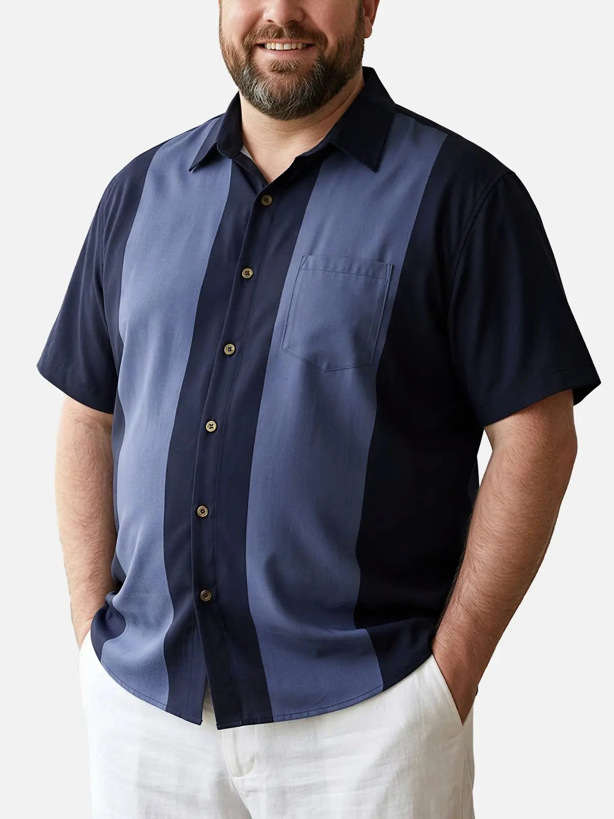 Tall Men's Basic 50s Style Bowling Short Sleeve Shirt ElevenOasis