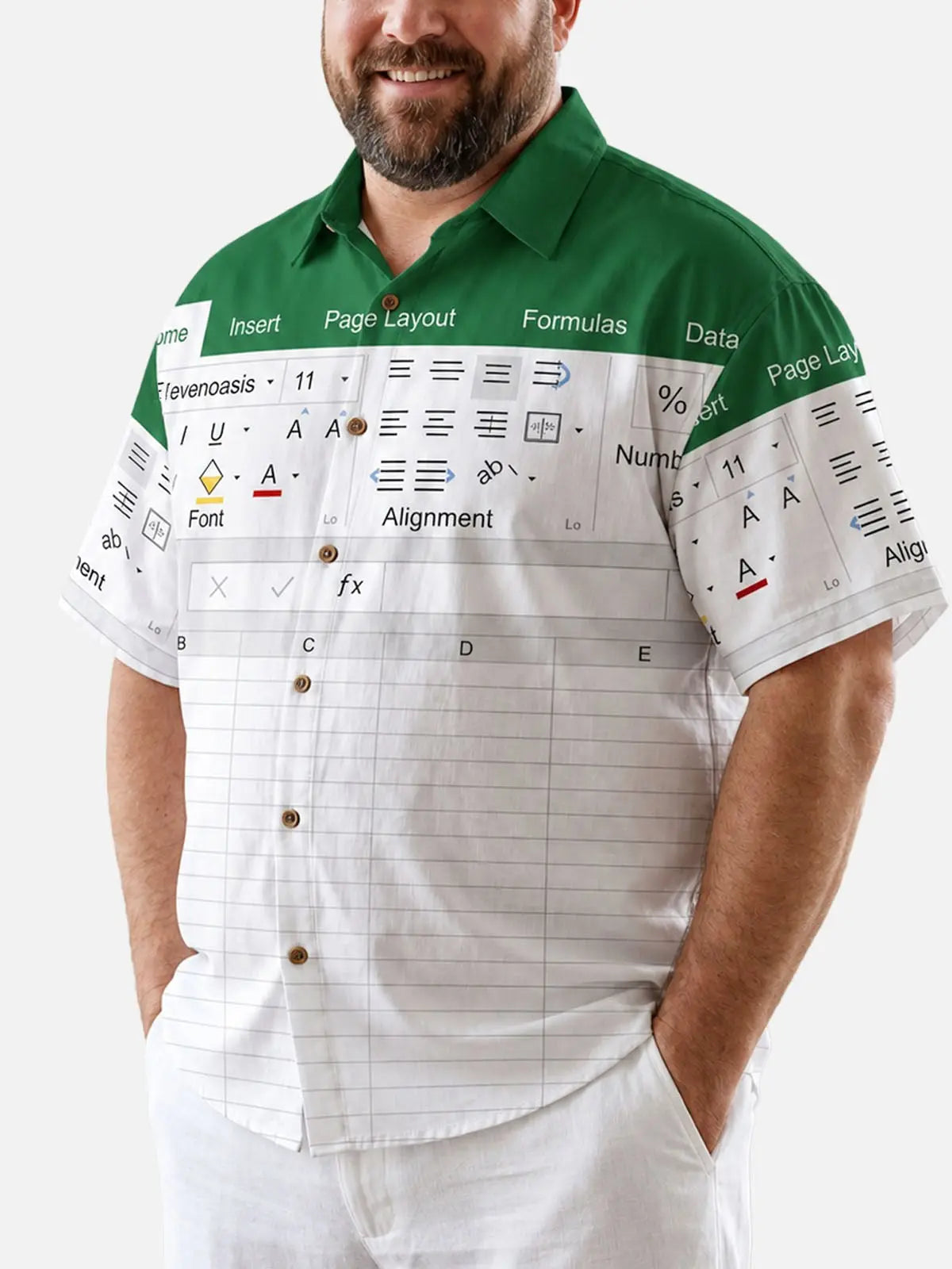 Tall Men's Office Humor Excel Spreadsheet Short Sleeve Shirt ElevenOasis