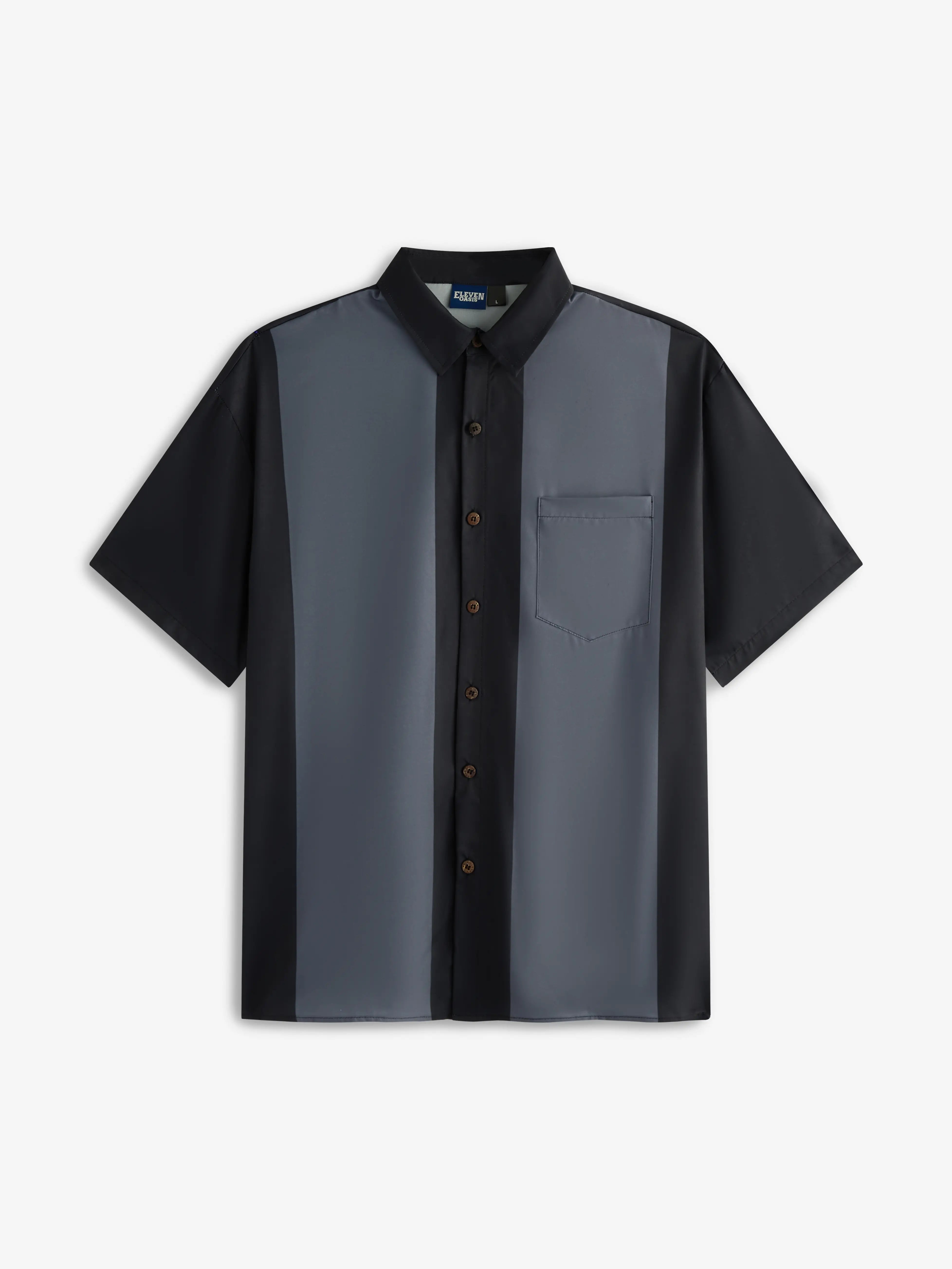 Men's Basic 50s Style Bowling Short Sleeve Shirt ElevenOasis