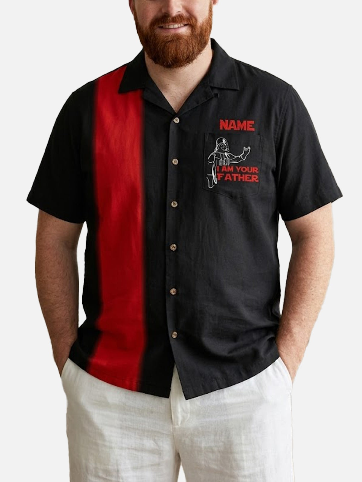 Tall Men's Custom Name "I Am Your Father" Lightsaber Short Sleeve Shirt Eleven Oasis