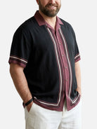 Tall Men's Classic Vertical Stripe Bowling Short Sleeve Shirt Eleven Oasis