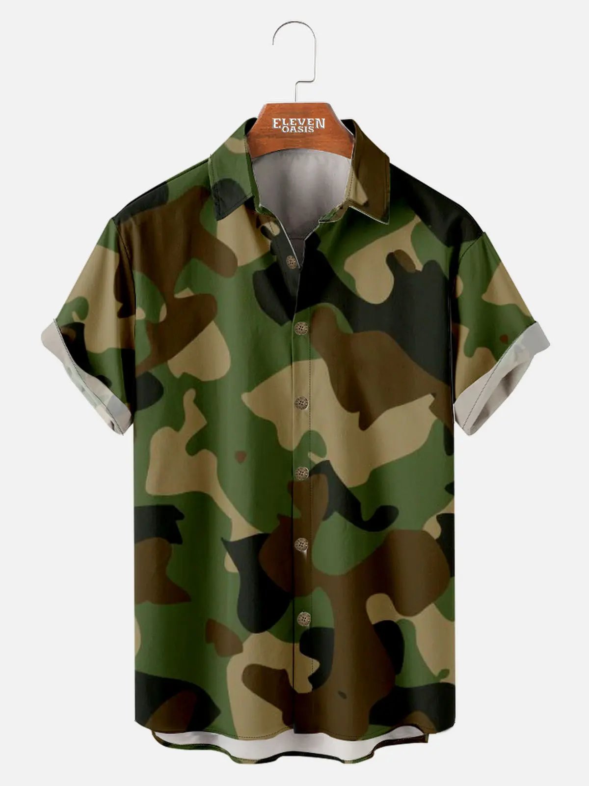 Men's Woodland Camouflage Short Sleeve Shirt Eleven Oasis
